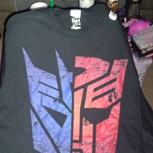 Men's Black Short Sleeve Tee with Red and Blue Graphic